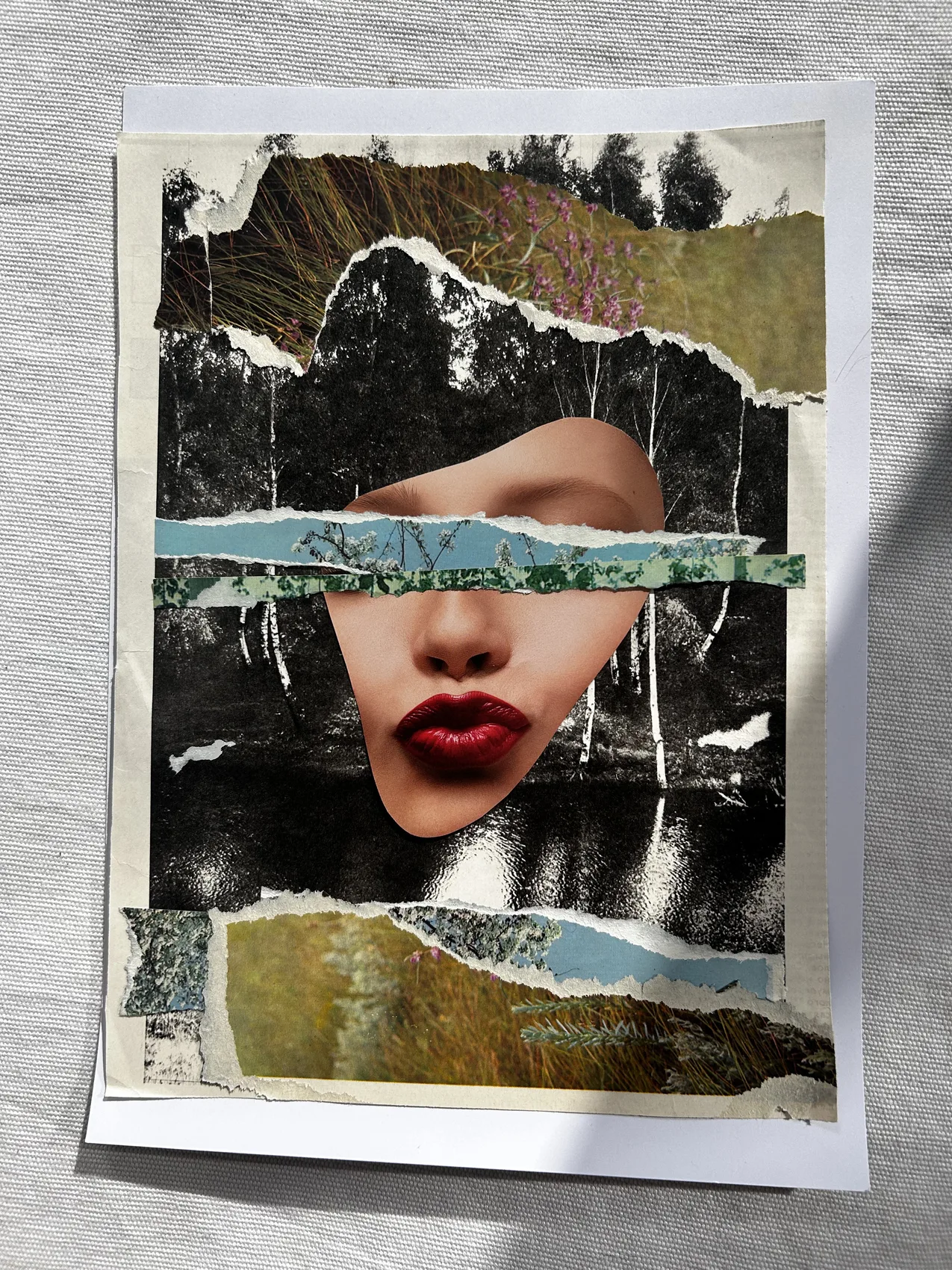 Original GULP collage bringing together portrait, landscape and flowing water